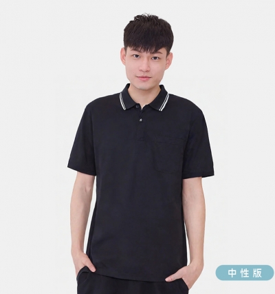 短袖POLO現貨, 排汗, 吸排,經濟topcool領片配條POLO衫,兩顆扣子,2顆扣,包領條,領片配條,配色款,下擺開衩,開叉,一般袖口,口袋,有領子,運動,中性版