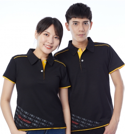 短P訂製50,短P訂製100,短P訂製200,短袖polo,訂製,2顆扣,二顆扣,本布領,假兩件,肩膀剪接配色,開叉,開衩,黑色,