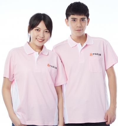 短P訂製50,短P訂製100,短P訂製200,短袖polo,訂製,2顆扣,二顆扣,排品,口袋,側身剪接,領片配條,伊甸,粉紅色