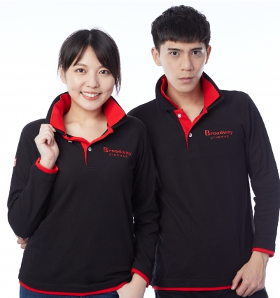 長P訂製50,短P訂製100,短P訂製200,短袖polo,訂製,雙領,領片換色,領片跳色,二顆扣,2顆扣,造型扣,假兩件,長袖,龍祥,黑色,內外門襟配色