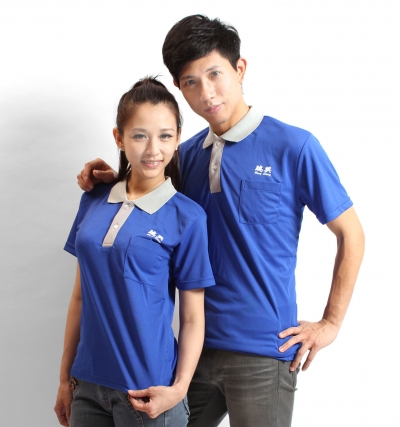 寶藍色,短P訂製50,短P訂製100,短P訂製200,短袖polo,訂製,UP0100303,領片換色,領片跳色,中襟配色,口袋,二顆扣,2顆扣