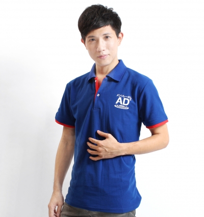 短P訂製50,短P訂製100,短P訂製200,短袖polo,訂製,假兩件,門襟配色,寶藍,二顆扣,2顆扣
