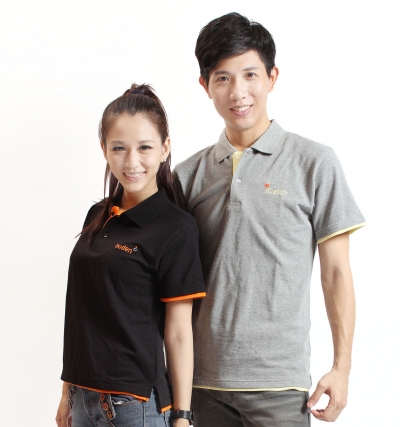 UP0101616,黑色,灰色,麻花灰,短P訂製50,短P訂製100,短P訂製200,短袖polo,訂製,假兩件,二顆扣,2顆扣,透明扣,開叉,開衩,開岔,前短後長,黑色扣